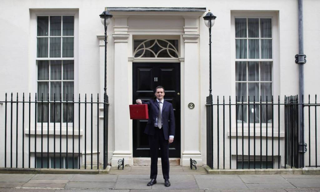 George Osbourne presents the budget at No.10 Downing Street for 2015