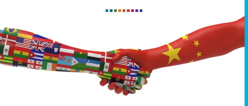 Hands with the world and china