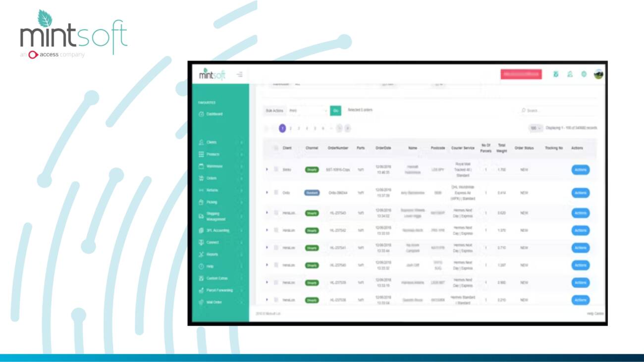 Mintsoft Shipping Management Software Dashboard