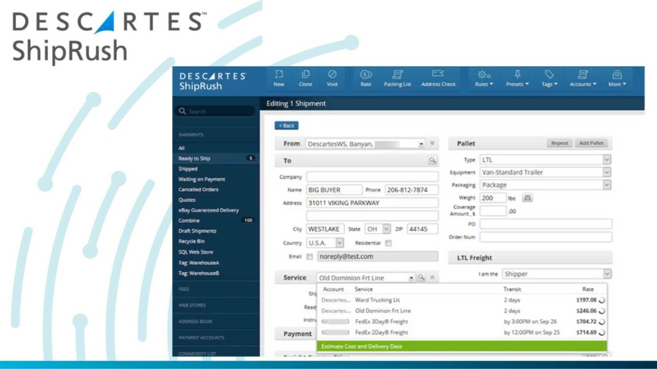 ShipRush Shipping Management Software Dashboard