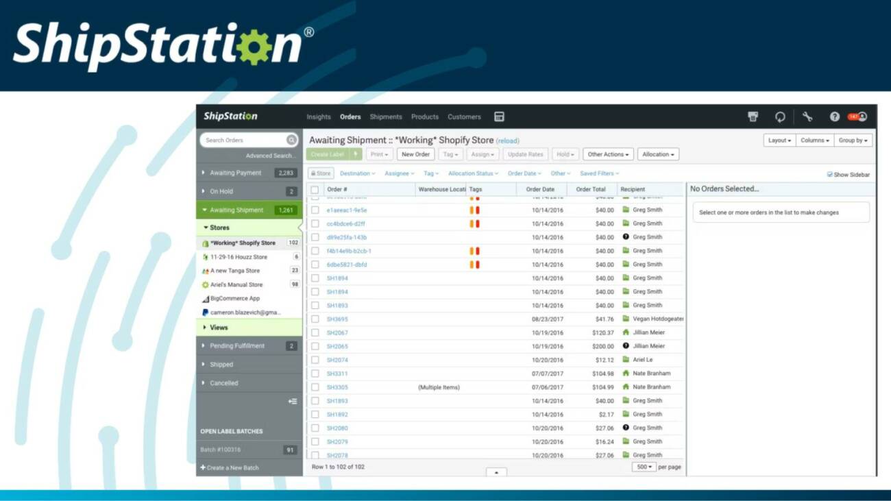 ShipStation Shipping Management Software Dashboard