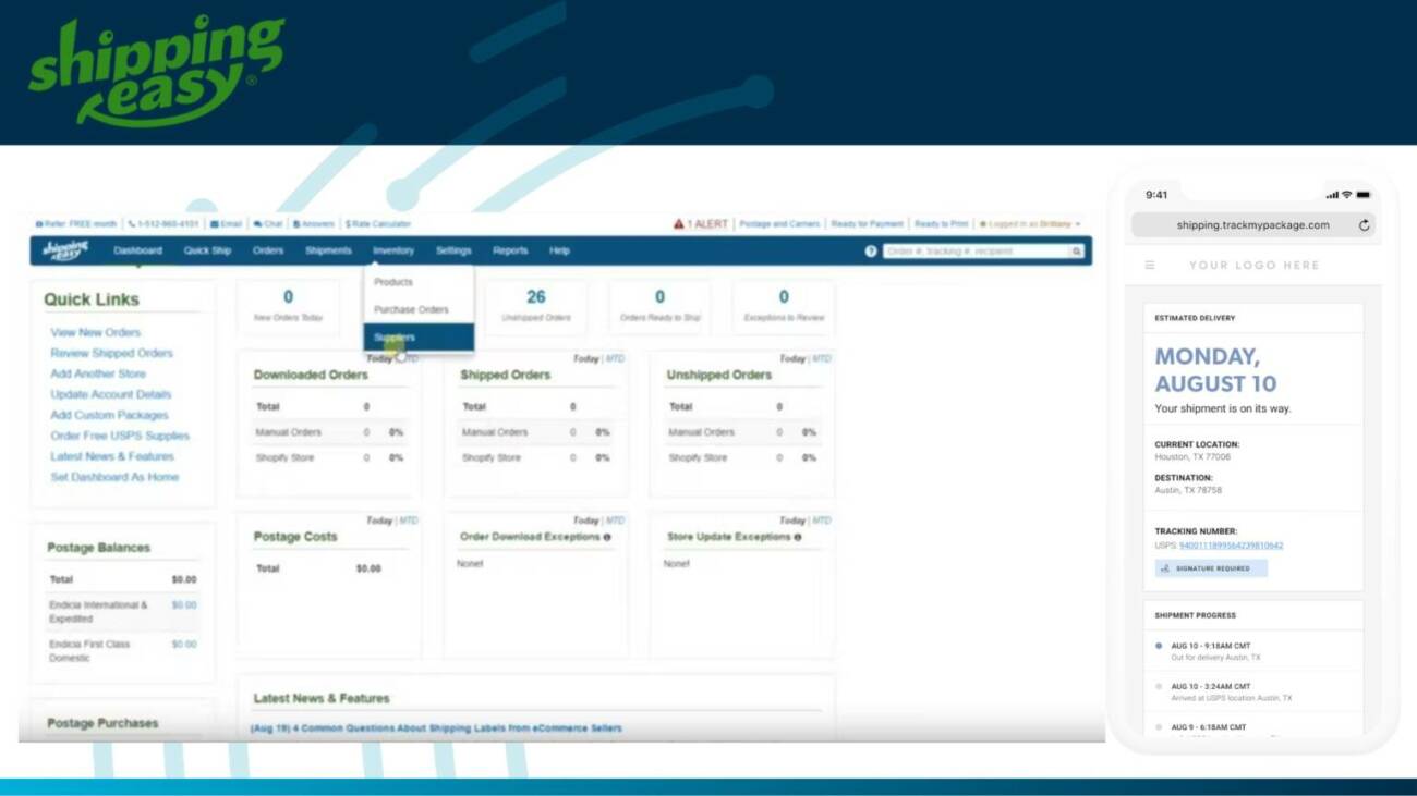 ShippingEasy Shipping Management Software Dashboard