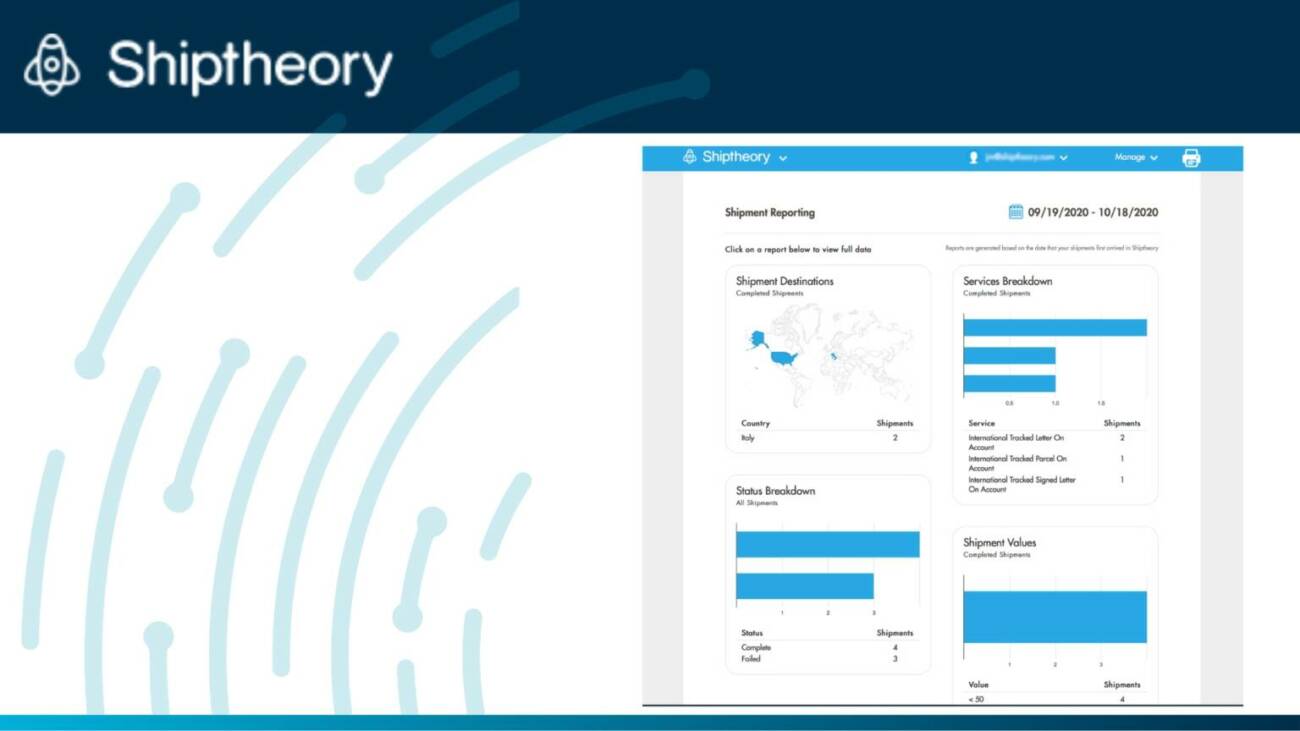 Shiptheory Shipping Management Software Dashboard